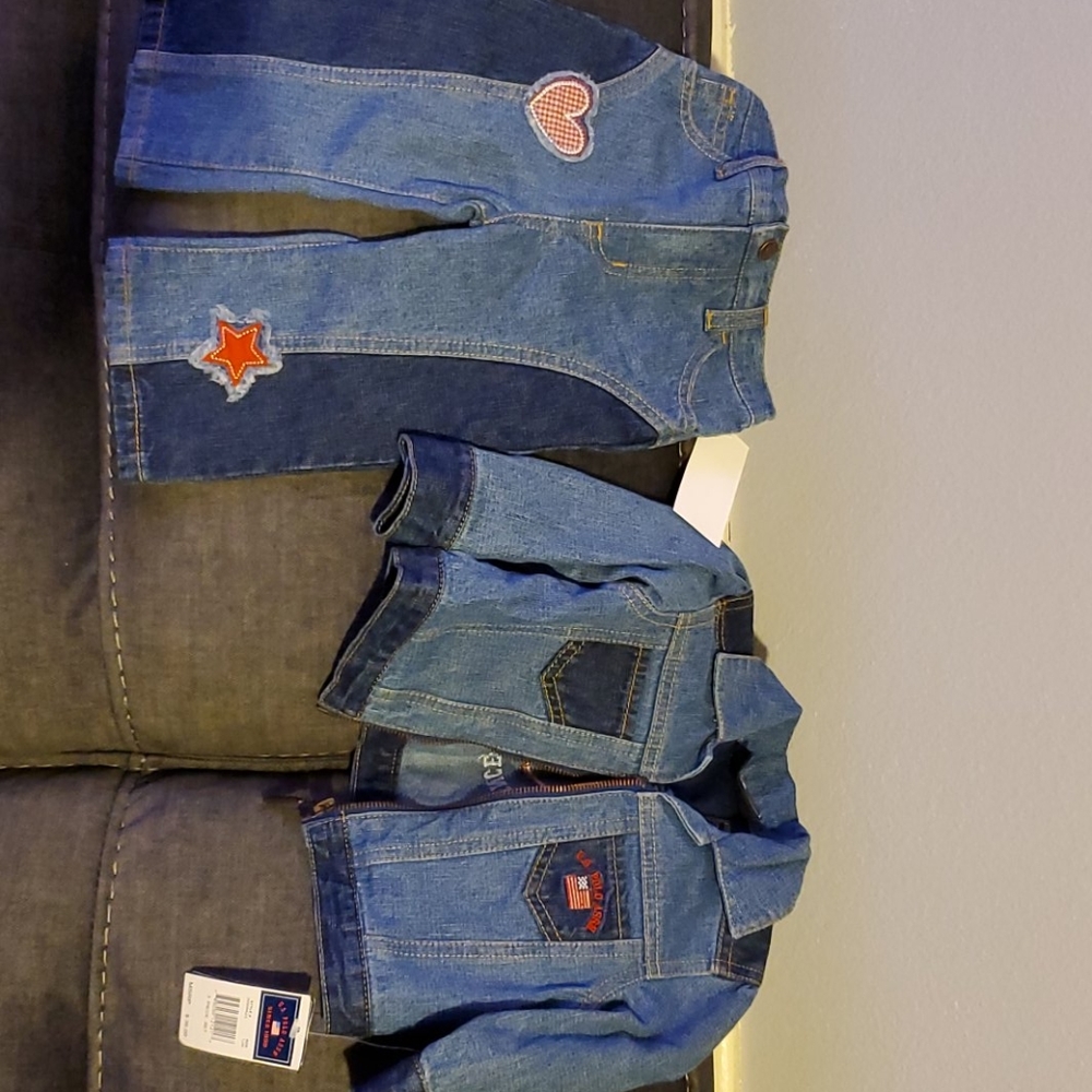 Girls 12 mos new US Polo Assn jean and jacket